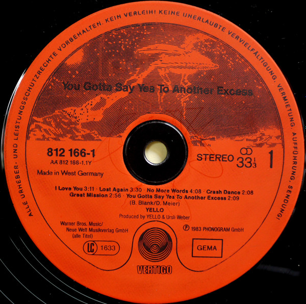 Cover zu Yello - You Gotta Say Yes To Another Excess | 1983 | Vinyl | Electronic | Germany Schallplatten Ankauf