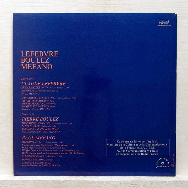 Cover zu Claude Lefebvre (3) / Pierre Boulez / Paul Méfano - Etwas Weiter / D'Un Arbre De Nuit / Messagesquisse / Mélodies | 1980 | Vinyl | Classical | France Schallplatten Ankauf
