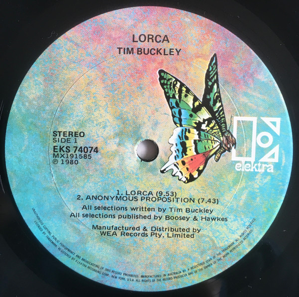 Cover zu Tim Buckley - Lorca | 1980 | Vinyl | Jazz, Rock, Folk, World, & Country | Australia Schallplatten Ankauf