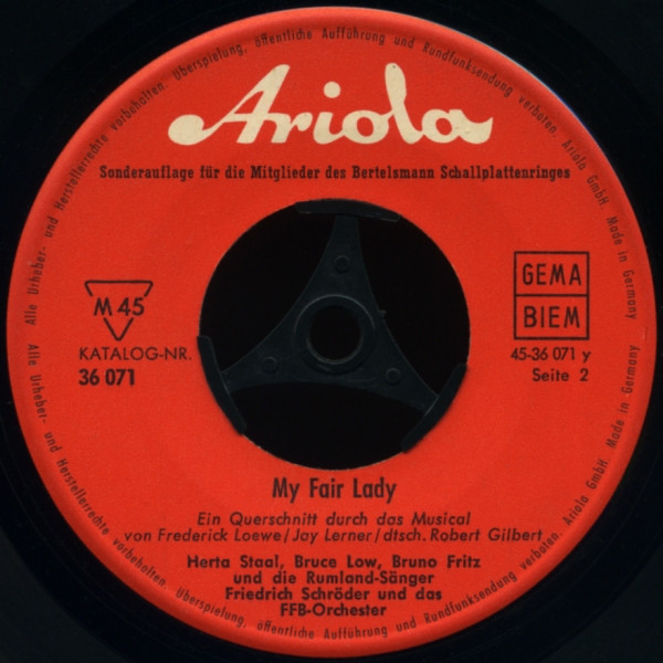 Cover zu Lerner & Loewe, Robert Gilbert - My Fair Lady (Ein Querschnitt Durch Das Musical) | 1962 | Vinyl, 45 RPM, 7