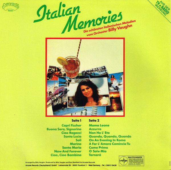Cover zu Billy Vaughn And His Orchestra - Italian Memories (Die Schönsten Italienischen Melodien Vom Orchester Billy Vaughn) | 1981 | Vinyl | Pop | Europe