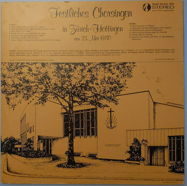 Cover zu Various - Festliches Chorsingen In Zürich-Hottingen Am 23. Mai 1980 | 1980 | Vinyl | Classical, Folk, World, & Country | Germany & Switzerland