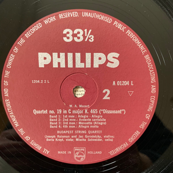 Cover zu Budapest String Quartet / Wolfgang Amadeus Mozart - Sechs Streichquartette Joseph Haydn gewidmet - A-Dur K.V. 464 - C-Dur K.V. 465 (Dissonanzen-Quartett) | Vinyl | Classical