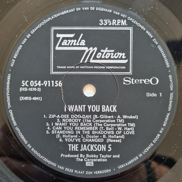 Cover zu The Jackson 5 - I Want You Back | 1970 | Vinyl, LP, Album, Stereo | Funk / Soul | Netherlands