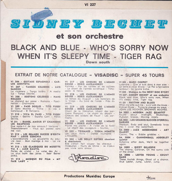 Cover zu Sidney Bechet And His Orchestra - Black And Blue | Vinyl | Jazz | France Schallplatten Ankauf