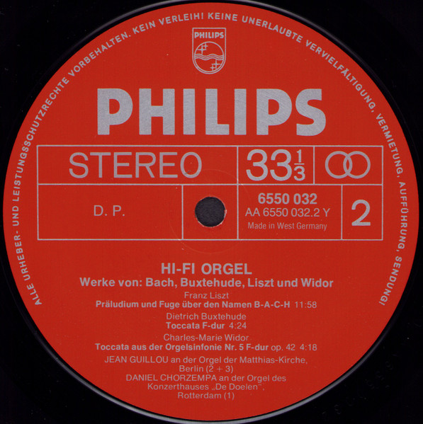 Cover zu Johann Sebastian Bach, Dieterich Buxtehude, Franz Liszt, Charles-Marie Widor - Jean Guillou, Daniel Chorzempa, Wolfgang Rübsam (2) - Hi-Fi Orgel | 1977 | Vinyl, LP, Stereo | Classical