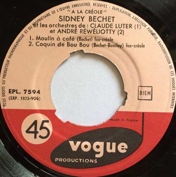 Cover zu Sidney Bechet Avec Les Orchestres De Claude Luter Et Son Orchestre Et André Réwéliotty Et Son Orchestre - A La Créole | 1959 | Vinyl | Jazz | France