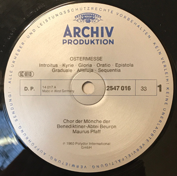 Cover zu Chor Der Mönche Der Benediktiner-Erzabtei St. Martin, Beuron - Pater Maurus Pfaff - Gregorianischer Choral: Ostermesse (Missa In Dominica Resurrectionis) | 1980 | Vinyl | Classical | Germany