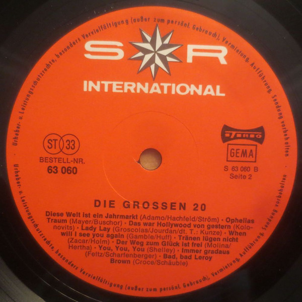 Cover zu Various - Die Großen 20 - Aktuelle Hitparade | 1975 | Vinyl, LP, Compilation | Pop | Germany