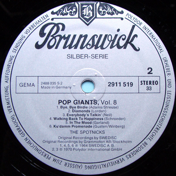 Cover zu The Spotnicks - Pop Giants, Vol. 8 | 1974 | Vinyl | Rock, Pop | Germany