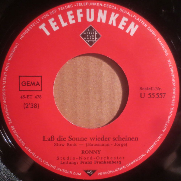 Cover zu Ronny (4) - Laß Die Sonne Wieder Scheinen / Einmal Noch | 1967 | Vinyl | Pop, Folk, World, & Country | Germany