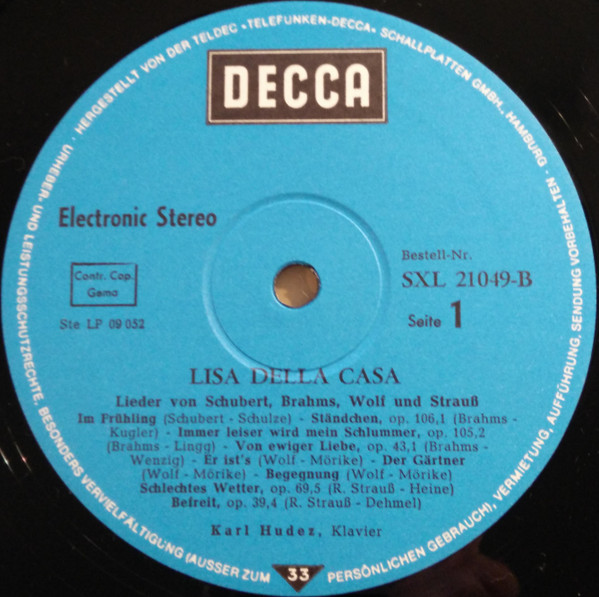 Cover zu Richard Strauss, Franz Schubert, Johannes Brahms, Hugo Wolf, Lisa Della Casa, Karl Böhm, Wiener Philharmoniker, Karl Hudez - Vier letzte Lieder; Lieder von Schubert, Brahms, Wolf, R. Strauss Schallplatten Ankauf