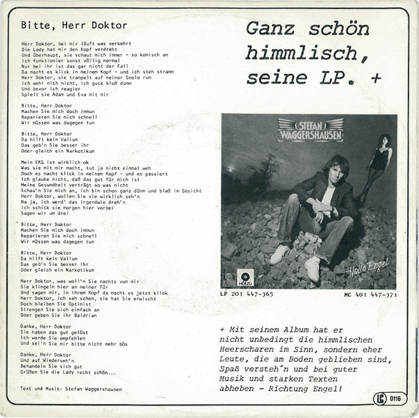 Cover zu Stefan Waggershausen - Bitte, Herr Doktor | 1981 | Vinyl | Electronic, Rock, Pop | Germany Schallplatten Ankauf
