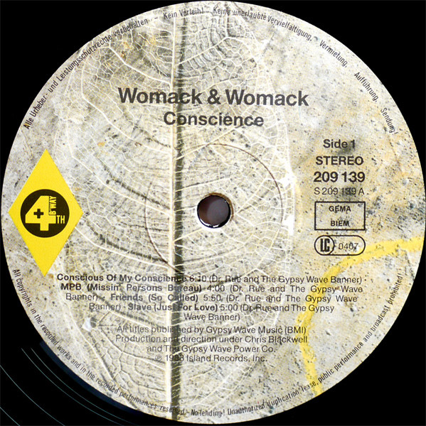 Cover zu Womack & Womack - Conscience | 1988 | Vinyl | Electronic, Funk / Soul | Europe
