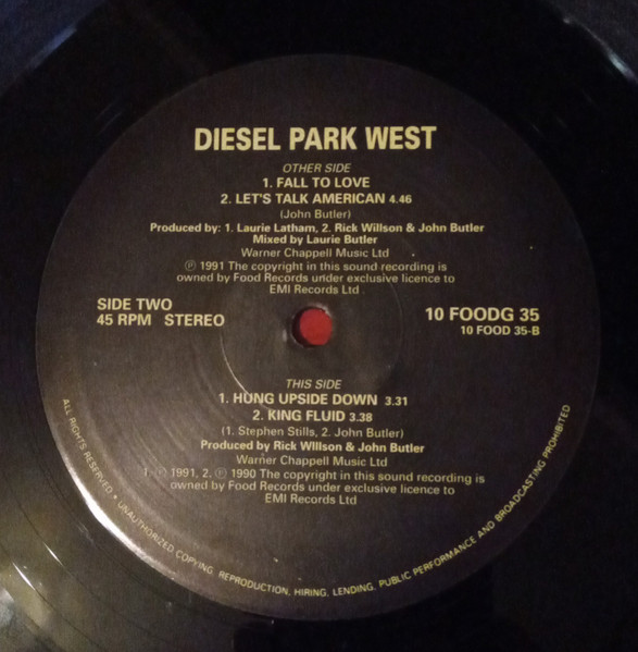 Cover zu Diesel Park West - Fall To Love | 1991 | Vinyl | Rock | UK Schallplatten Ankauf