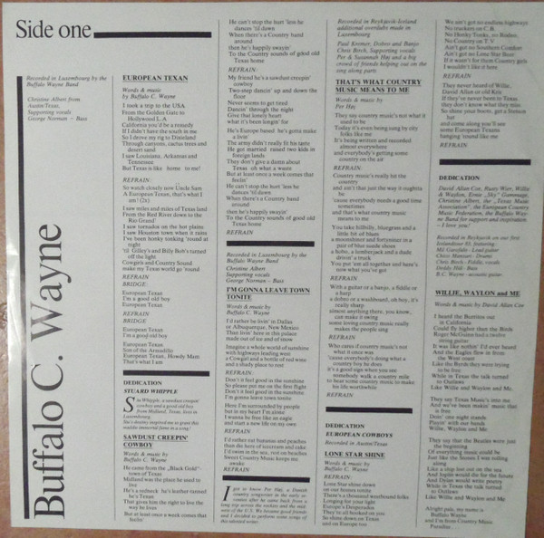 Cover zu Buffalo C. Wayne - The European Texan | 1986 | Vinyl | Folk, World, & Country | Luxembourg