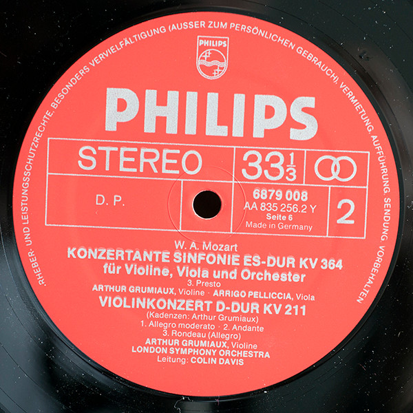 Cover zu Wolfgang Amadeus Mozart - Arthur Grumiaux, Arrigo Pelliccia, London Symphony Orchestra, Sir Colin Davis - 5 Violinkonzerte / Sinfonia Concertante Kv 364 | Vinyl | Classical | Germany