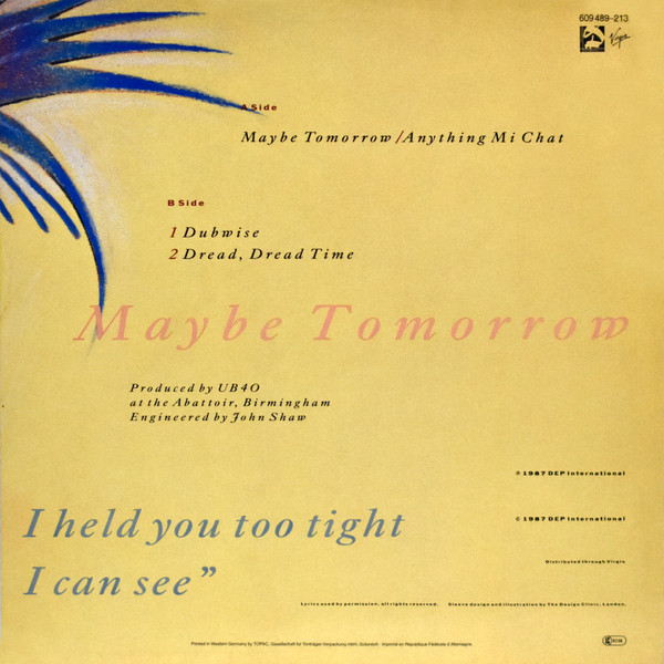 Cover zu UB40 - Maybe Tomorrow | 1987 | Vinyl | Reggae | Europe Schallplatten Ankauf