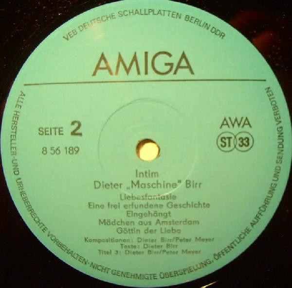 Cover zu Dieter Birr - Intim | 1986 | Vinyl, LP, Album, Stereo | Rock | German Democratic Republic (GDR)