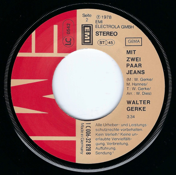 Cover zu Walter Gerke - Me And The Bankdirector's Daughter / Mit Zwei Paar Jeans (Deutsche Version) | 1978 | Vinyl, 7