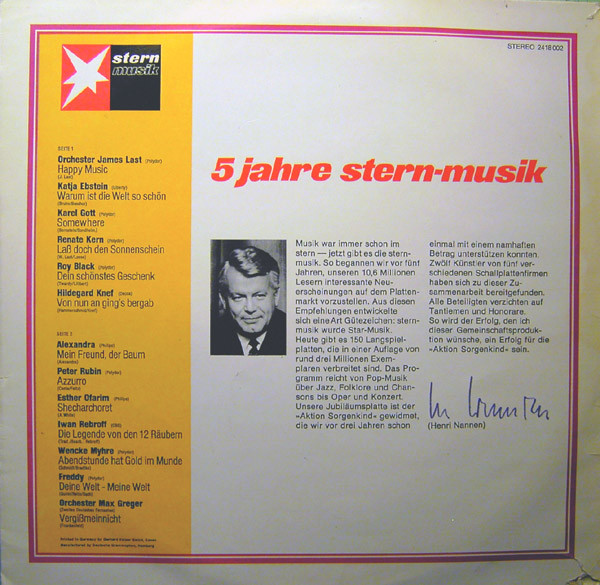 Cover zu Various - Vergißmeinnicht - Stern-Stunde Der Musik | 1970 | Vinyl | Pop | Germany