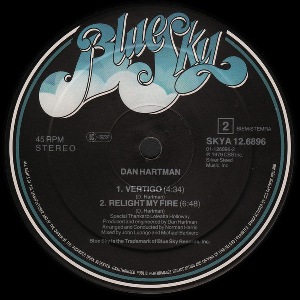 Cover zu Dan Hartman - Relight My Fire (The Historical 1979 Re-Mix) | 1986 | 12