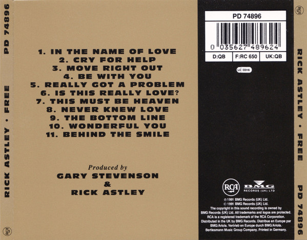 Cover zu Rick Astley - Free | 1991 | Vinyl | Electronic, Pop | UK & Europe
