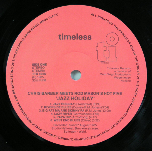 Cover zu Chris Barber, Rod Mason - Jazz Holiday | 1985 | Vinyl | Jazz | Netherlands Schallplatten Ankauf