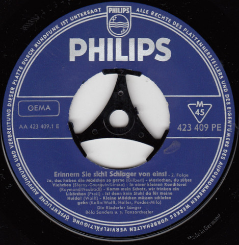 Cover zu Die Rixdorfer Sänger - Orchester Béla Sanders - Erinnern Sie Sich! Schlager Von Einst - Die Zweite Folge | 1962 | Vinyl | Pop | Germany Schallplatten Ankauf