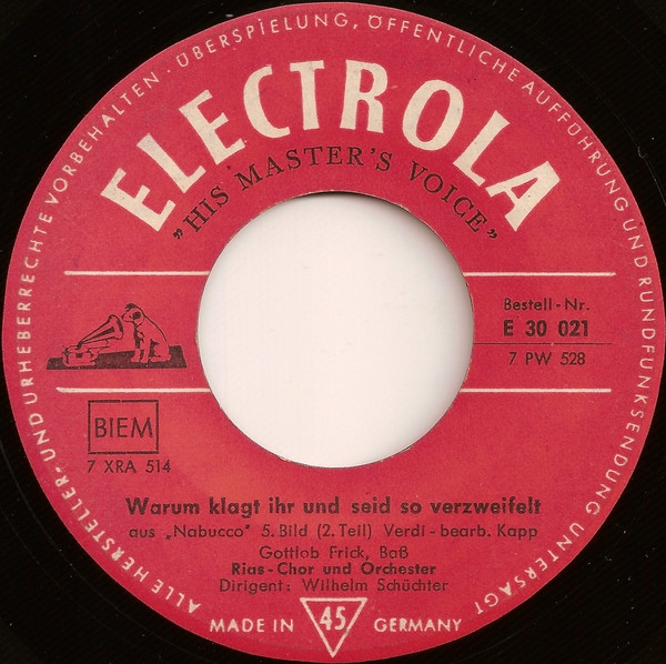 Cover zu RIAS-Chor Und RIAS Symphonie-Orchester Berlin - Flieg, Gedanke, Getragen Von Sehnsucht / Warum Klagt Ihr Und Seid So Verzweifelt | Vinyl | Classical | Germany Schallplatten Ankauf