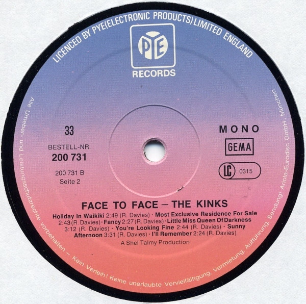 Cover zu The Kinks - Face To Face | 1979 | Vinyl | Rock | Germany