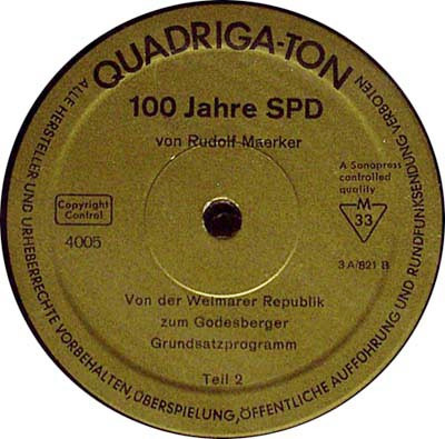Cover zu Rudolf Maerker - 100 Jahre SPD (Ein Jahrhundert Deutscher Geschichte 1863 Bis 1963) | 1963 | Vinyl | Non-Music, Stage & Screen | Germany