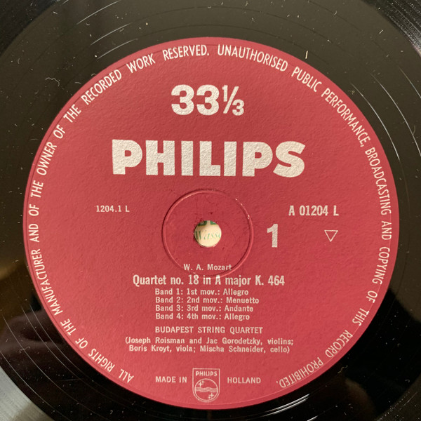 Cover zu Budapest String Quartet / Wolfgang Amadeus Mozart - Sechs Streichquartette Joseph Haydn gewidmet - A-Dur K.V. 464 - C-Dur K.V. 465 (Dissonanzen-Quartett) | Vinyl | Classical Schallplatten Ankauf
