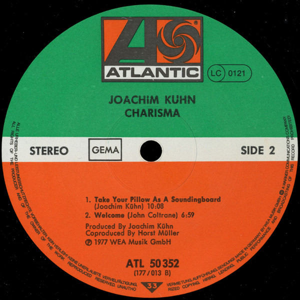 Cover zu Joachim Kühn - Charisma | 1977 | Vinyl, LP, Album, Stereo | Jazz | Germany