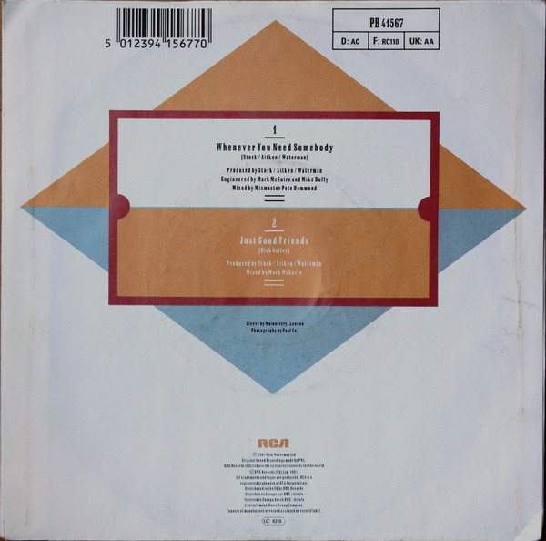 Cover zu Rick Astley - Whenever You Need Somebody | 1987 | Vinyl, 7