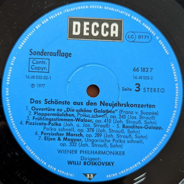 Cover zu Wiener Philharmoniker / Willi Boskovsky - Das Schönste Aus Den Neujahrskonzerten | 1977 | Vinyl | Classical | Germany