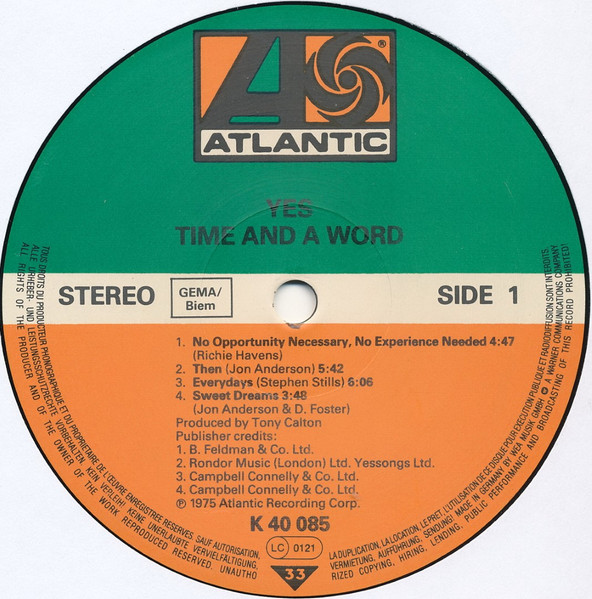 Cover zu Yes - Time And A Word | Vinyl | Rock | Germany