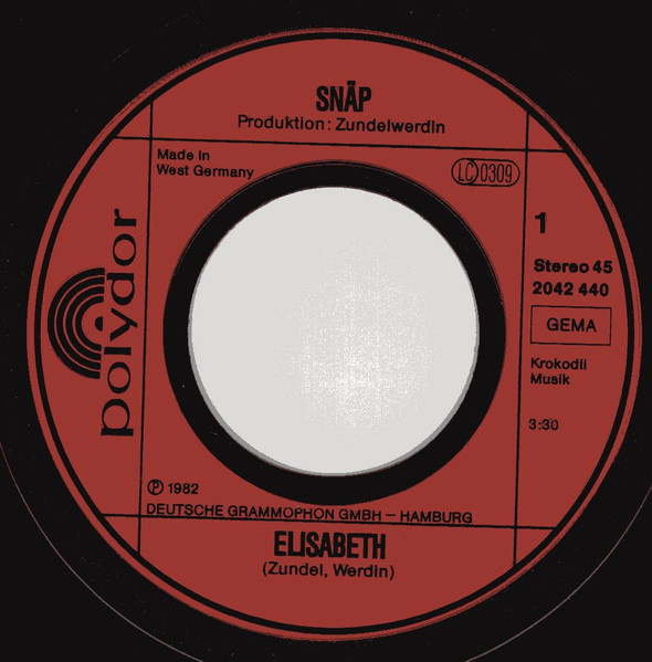 Cover zu Snäp - Elisabeth | 1982 | Vinyl | Electronic, Rock, Reggae, Pop | Germany Schallplatten Ankauf