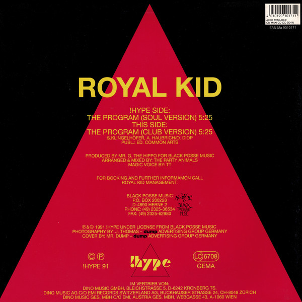 Cover zu Royal Kid - The Program | 1991 | Vinyl | Electronic | Germany, Austria, & Switzerland