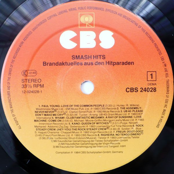 Cover zu Various - Smash Hits | 1984 | Vinyl | Electronic, Rock | Germany