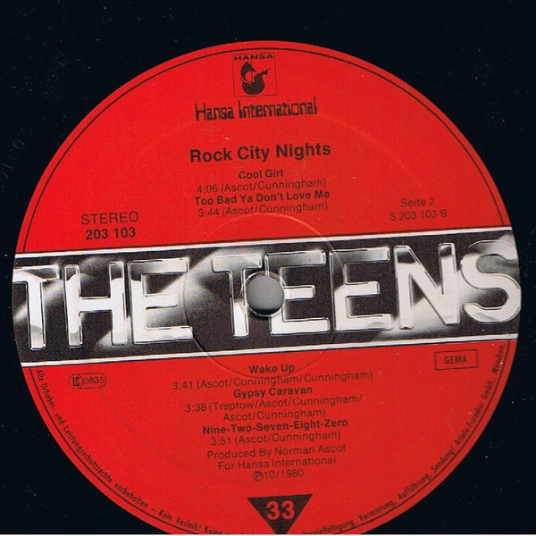 Cover zu The Teens - Rock City Nights | 1980 | Vinyl | Rock | Germany