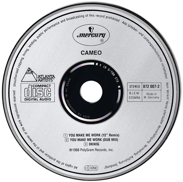 Cover zu Cameo - You Make Me Work | 1988 | Vinyl | Electronic, Hip Hop, Funk / Soul | Europe Schallplatten Ankauf