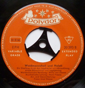 Cover zu Unknown Artist - Waidmannsheil Und Halali | 1960 | Vinyl | Brass & Military, Folk, World, & Country | Germany