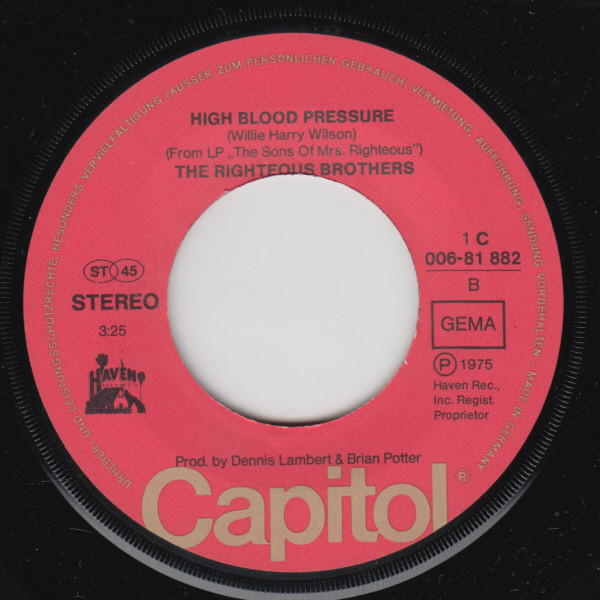 Cover zu The Righteous Brothers - Never Say I Love You | 1975 | Vinyl, 7