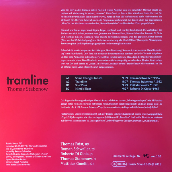Cover zu Thomas Stabenow - Tramline | 2017 | Vinyl | Jazz | Germany Schallplatten Ankauf