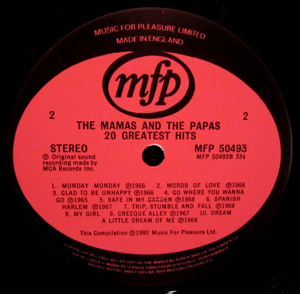 Cover zu The Mamas & The Papas - 20 Greatest Hits | 1980 | Vinyl | Rock | UK Schallplatten Ankauf