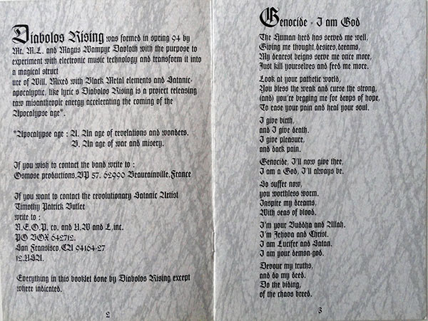 Cover zu Diabolos Rising - 666 | 1994 | Vinyl | Electronic, Rock | France