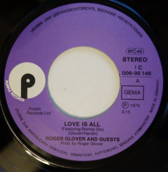 Cover zu Roger Glover And Guests - Love Is All | 1974 | Vinyl | Rock | Germany