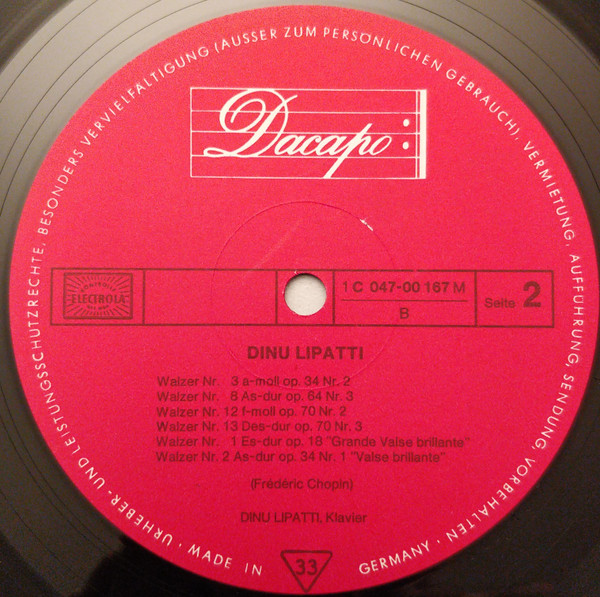 Cover zu Dinu Lipatti, Frédéric Chopin - Vierzehn Walzer | 1973 | Vinyl | Classical | Germany