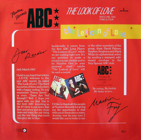 Cover zu ABC - The Look Of Love (Parts One, Two, Three & Four) | 1988 | Vinyl | Electronic | Germany Schallplatten Ankauf